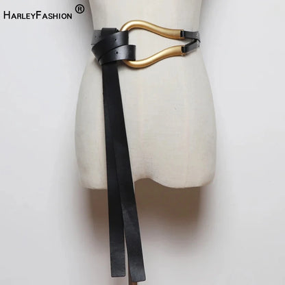 135cm Elegant Women Influencer Stylish All-match Fashion Women PU Leather Female Black New Quality Belt for Blazer