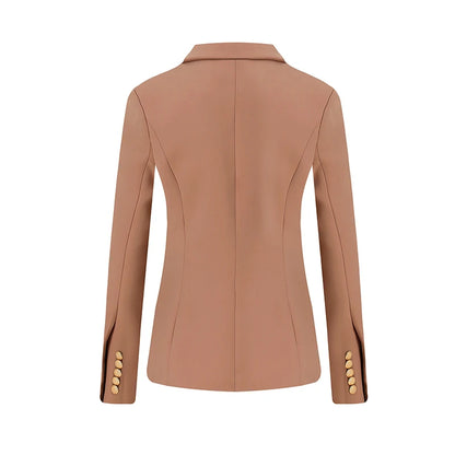 HARLEYFASHION European American 2021 Spring Autumn Slim Double Breasted Women's  Blazer OL Solid Color Quality Suit Jacket XXL