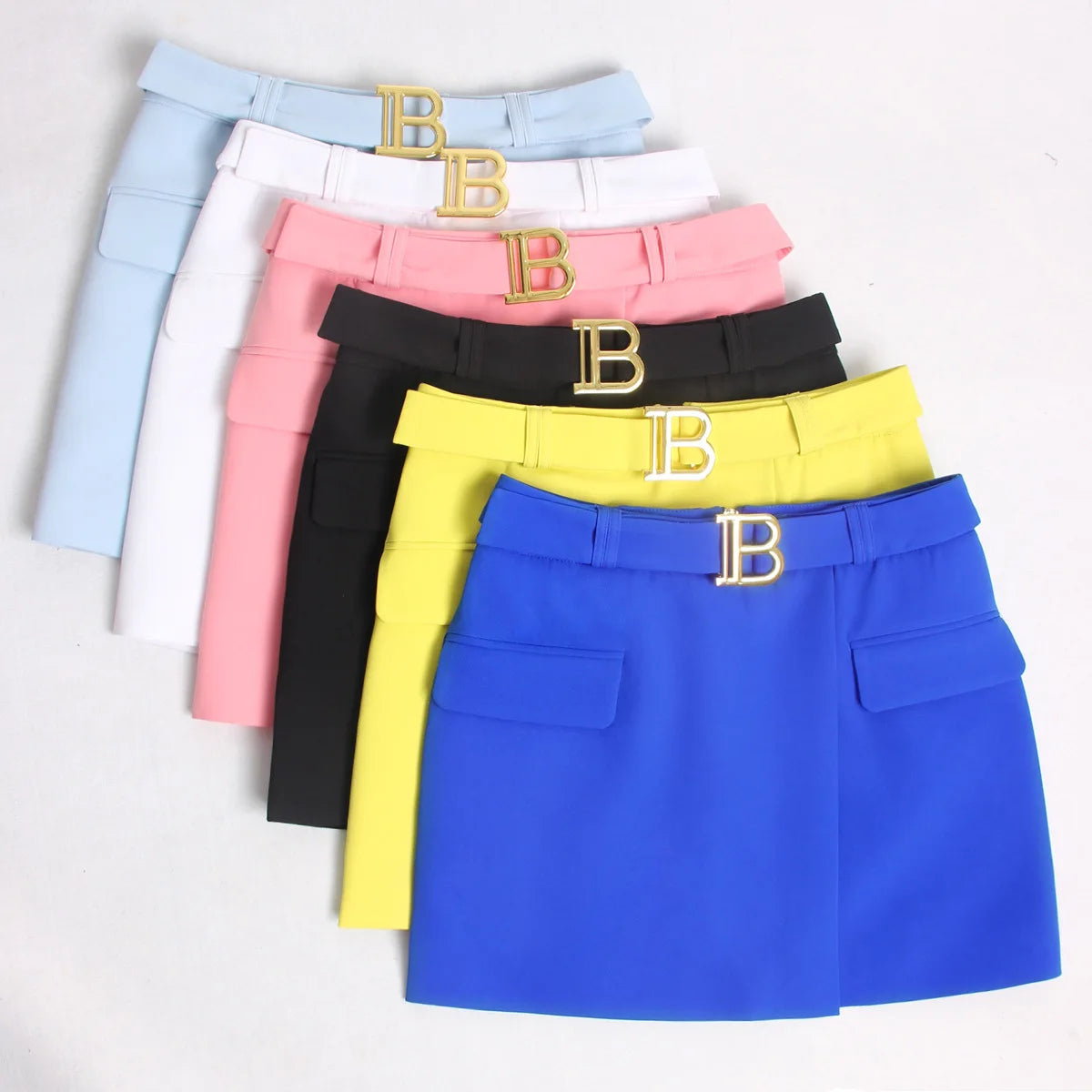 HarleyFashion 6 Colors Hot Summer Popular A-line Sexy Women Mini Skirt with Belt