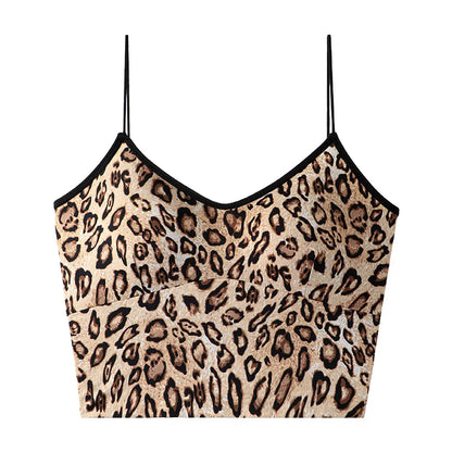 HarleyFashion y2k Women Crop Top Strap Sexy Design Leopard Printing Quality Summer Short Camis