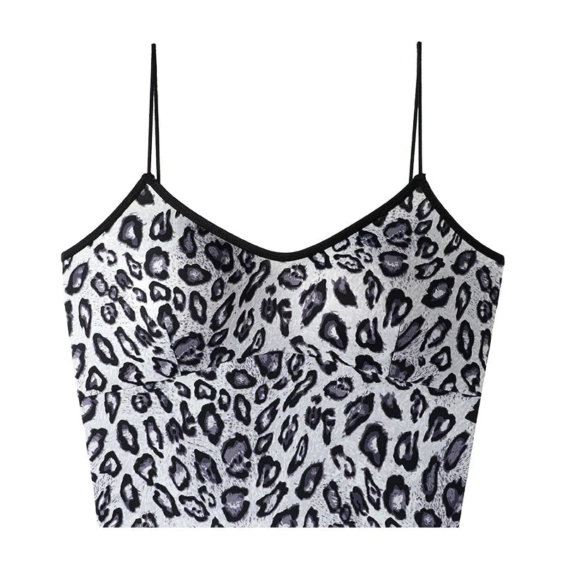 HarleyFashion y2k Women Crop Top Strap Sexy Design Leopard Printing Quality Summer Short Camis