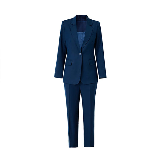 Russian Style Minimalism Design Single Button Spring Autumn Women Formal Quality Suits Two Pieces Blazer Pants Sets