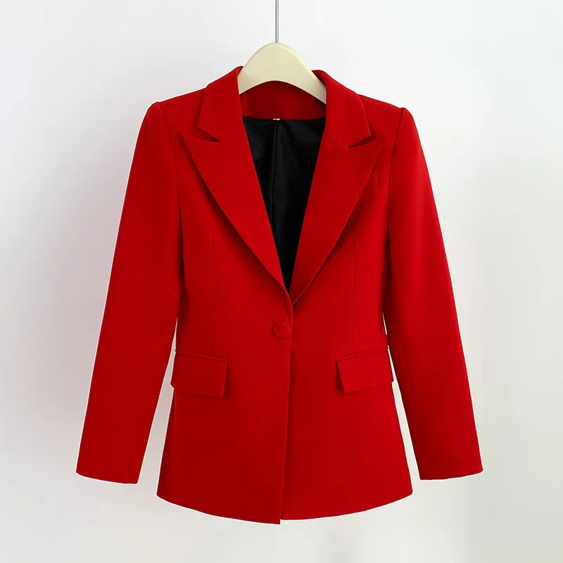 Solid Color Classic Design Women High Street Lady Blazer Suit