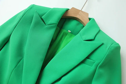 Solid Color Classic Design Women High Street Lady Blazer Suit