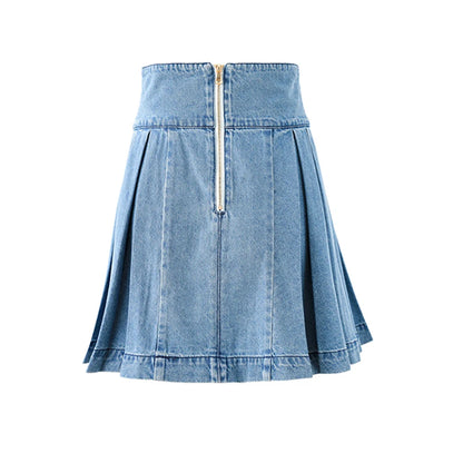 Y2K Style Hot Summer Popular Street Knitted Sleeveless Tank Vest Tops Mini Pleated Denim Skirt 2Pcs Short Sets for Women